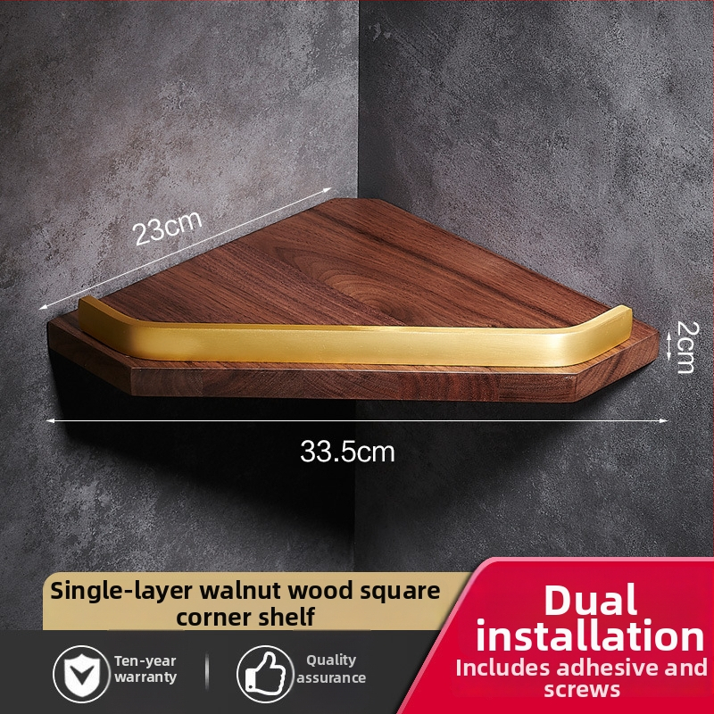 Držač za ručnike u kupaonici od drva oraha, s brušenim završetkom, bez bušenja, kutni stalak, šestodijelni set