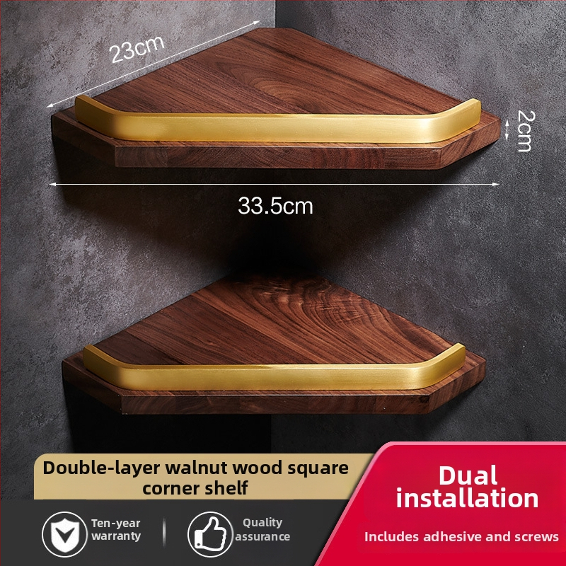 Držač za ručnike u kupaonici od drva oraha, s brušenim završetkom, bez bušenja, kutni stalak, šestodijelni set