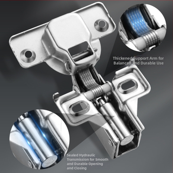 Панти за шкаф с амортизатор, къс рамен дизайн, триизмерно регулиране | Модели: FHM-100, FHM-200, FHM-100LK | Материал: студено валцована стомана / неръждаема стомана | Повърхност: никелирана / полирана | Марка: Юксинг