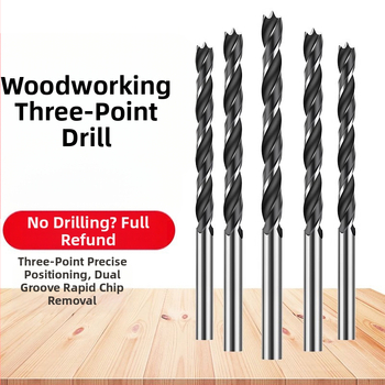 Burghiu pentru lemn cu vârf triplu – pentru bormașină manuală, găurire în lemn și în plastic, multifuncțional