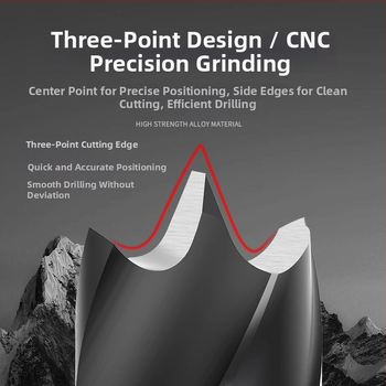 Burghiu pentru lemn cu vârf triplu – pentru bormașină manuală, găurire în lemn și în plastic, multifuncțional