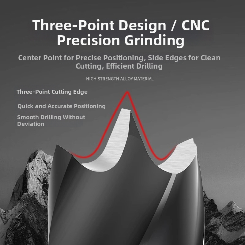 Burghiu pentru lemn cu vârf triplu – pentru bormașină manuală, găurire în lemn și în plastic, multifuncțional