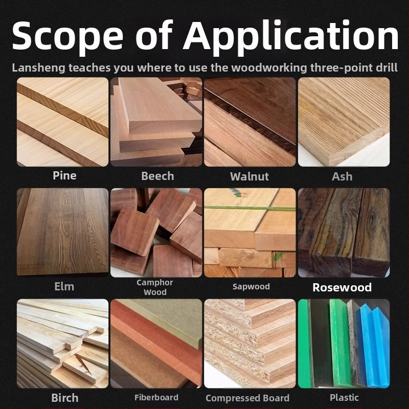 Burghiu pentru lemn cu vârf triplu – pentru bormașină manuală, găurire în lemn și în plastic, multifuncțional