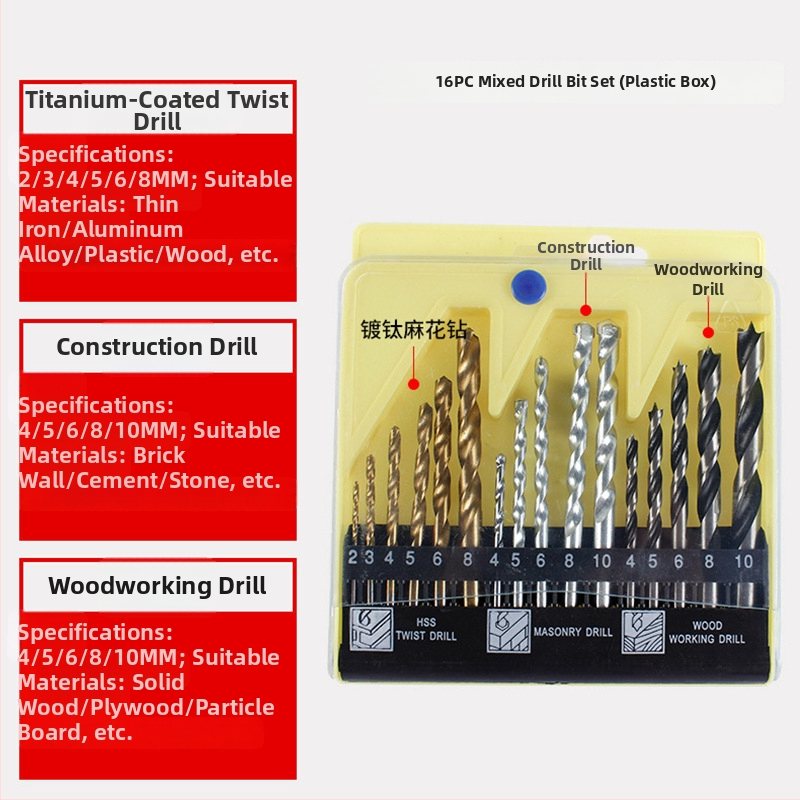 Burghiu pentru lemn cu vârf triplu – pentru bormașină manuală, găurire în lemn și în plastic, multifuncțional
