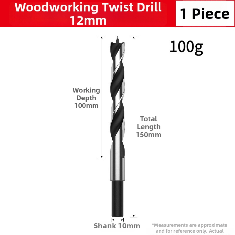 Burghiu pentru lemn cu vârf triplu – pentru bormașină manuală, găurire în lemn și în plastic, multifuncțional