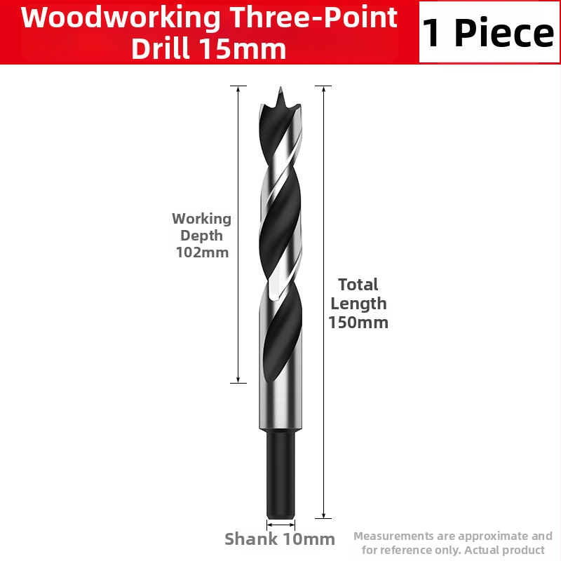 Burghiu pentru lemn cu vârf triplu – pentru bormașină manuală, găurire în lemn și în plastic, multifuncțional