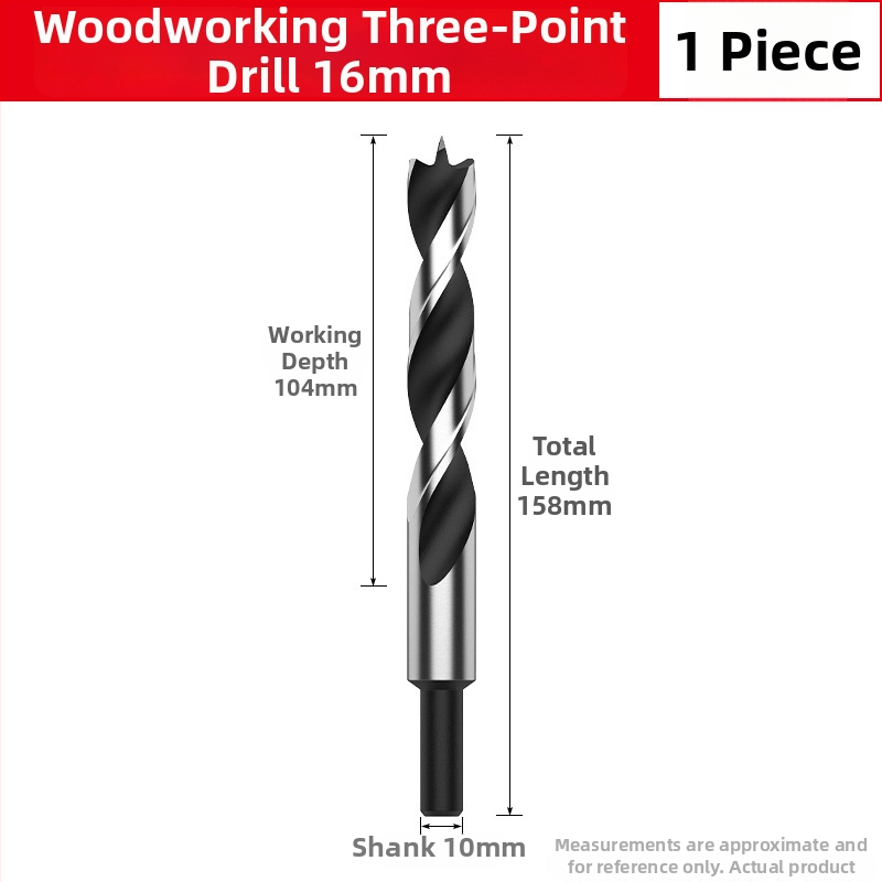 Burghiu pentru lemn cu vârf triplu – pentru bormașină manuală, găurire în lemn și în plastic, multifuncțional