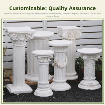 Vază decor european cu coloană romană - element decorativ pentru nunți, grădină și balcon; material oxid de magneziu; gravură; potrivit ca un cadou personal; festivaluri: Qixi, Halloween, Easter, National Day, Children's Day, Women's Day