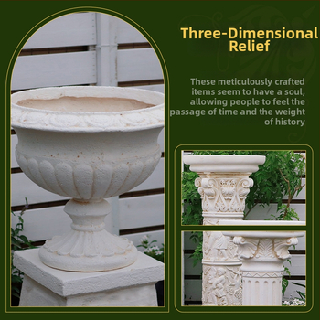 Vază decor european cu coloană romană - element decorativ pentru nunți, grădină și balcon; material oxid de magneziu; gravură; potrivit ca un cadou personal; festivaluri: Qixi, Halloween, Easter, National Day, Children's Day, Women's Day