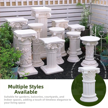 Vază decor european cu coloană romană - element decorativ pentru nunți, grădină și balcon; material oxid de magneziu; gravură; potrivit ca un cadou personal; festivaluri: Qixi, Halloween, Easter, National Day, Children's Day, Women's Day