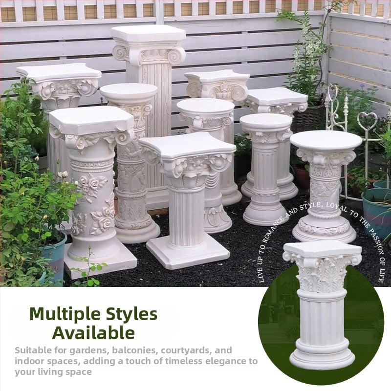 Vază decor european cu coloană romană - element decorativ pentru nunți, grădină și balcon; material oxid de magneziu; gravură; potrivit ca un cadou personal; festivaluri: Qixi, Halloween, Easter, National Day, Children's Day, Women's Day