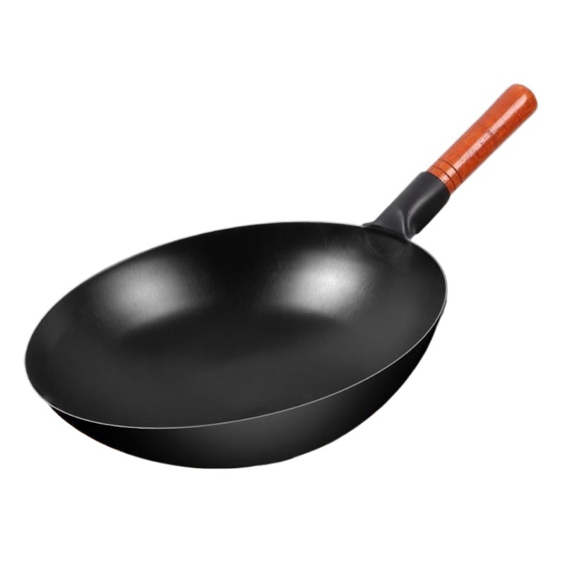 Starohrvatski debeli lijevani wok, kovano, bez premazivanja i s neprijanjivim svojstvima, poklopac od nehrđajućeg čelika sa staklenim prozorom, pogodan za plinski štednjak