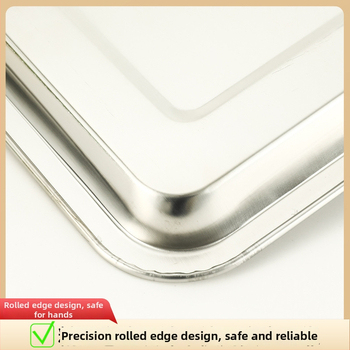 Квадратна тава от неръждаема стомана за печене, полирана повърхност, подходяща за хотели и ресторанти, възможност за печат на лого и персонализация.