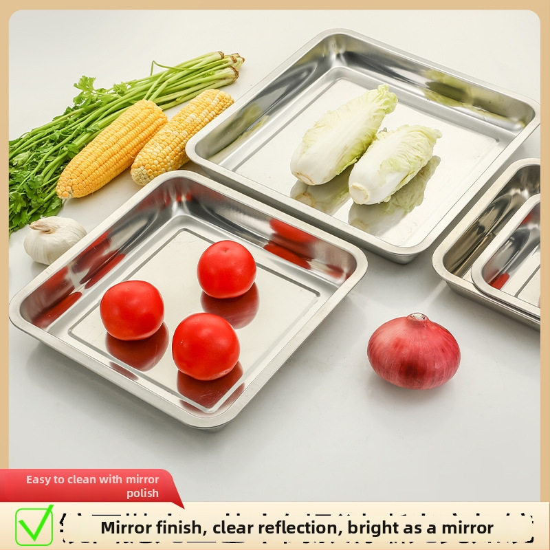 Квадратна тава от неръждаема стомана за печене, полирана повърхност, подходяща за хотели и ресторанти, възможност за печат на лого и персонализация.