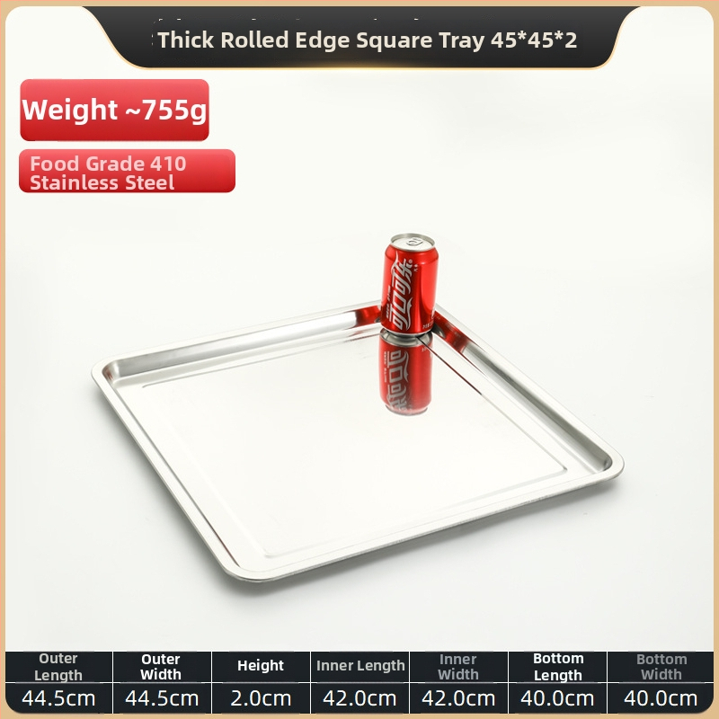 Квадратна тава от неръждаема стомана за печене, полирана повърхност, подходяща за хотели и ресторанти, възможност за печат на лого и персонализация.