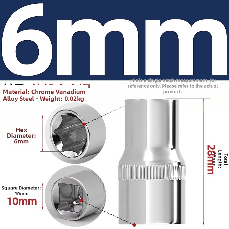 Krátka rýchlovrát s 6-uholnou hlavou, predĺženie tyče a univerzálny kĺb; materiál: chróm-vanádium oceľ; leštený povrch