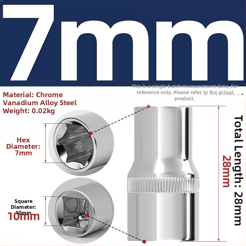 Krátka rýchlovrát s 6-uholnou hlavou, predĺženie tyče a univerzálny kĺb; materiál: chróm-vanádium oceľ; leštený povrch
