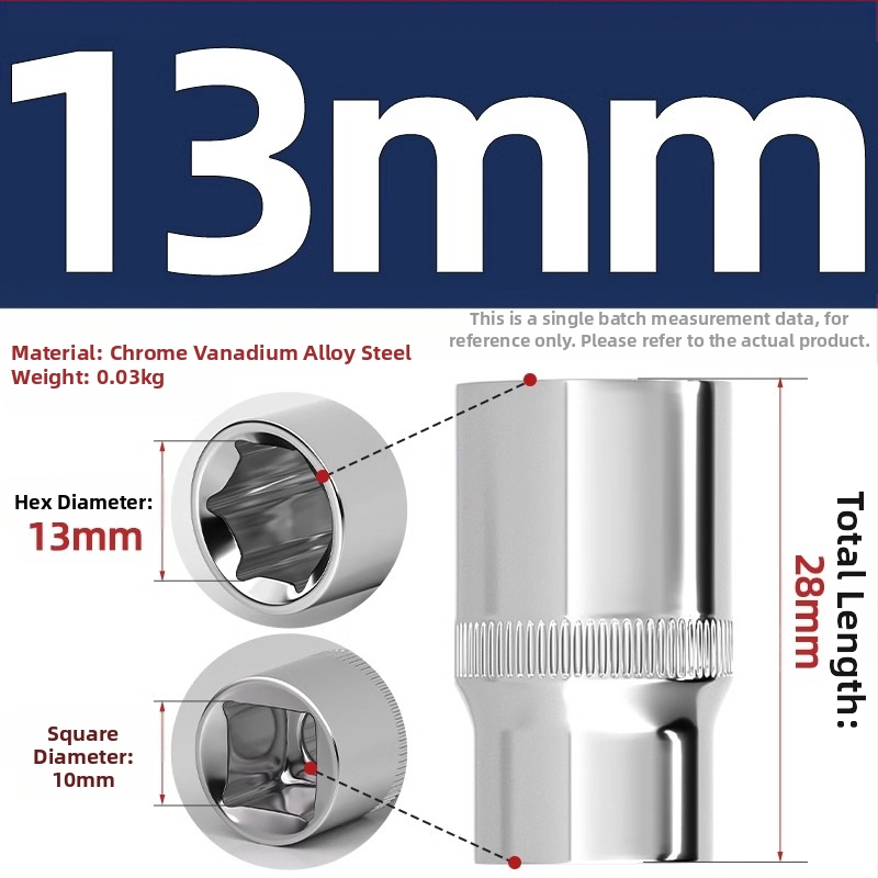 Krátka rýchlovrát s 6-uholnou hlavou, predĺženie tyče a univerzálny kĺb; materiál: chróm-vanádium oceľ; leštený povrch