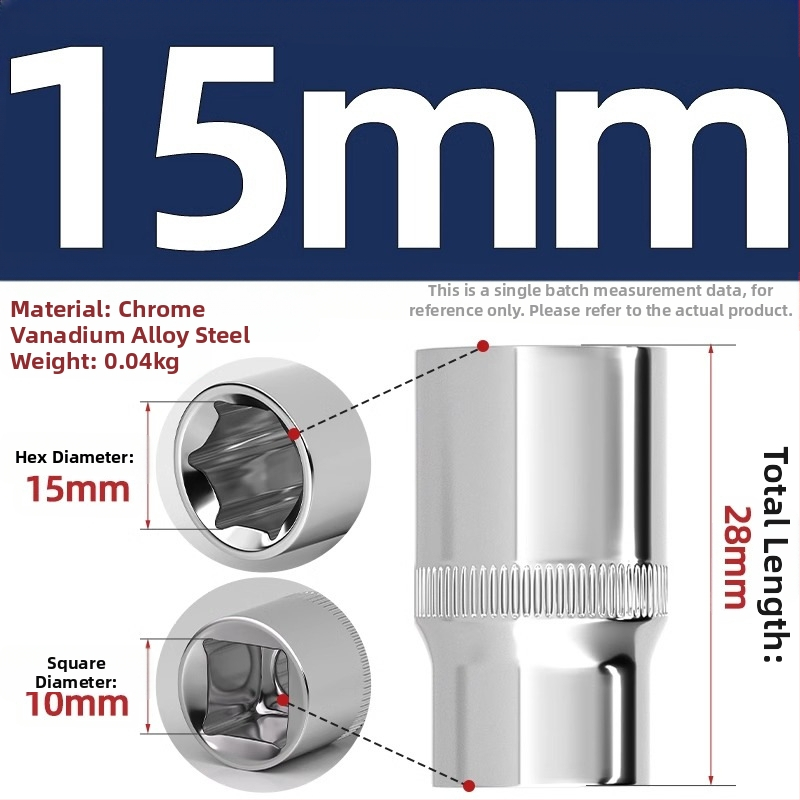 Krátka rýchlovrát s 6-uholnou hlavou, predĺženie tyče a univerzálny kĺb; materiál: chróm-vanádium oceľ; leštený povrch