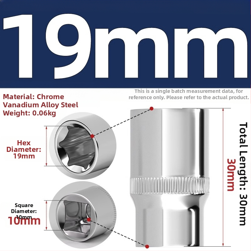 Krátka rýchlovrát s 6-uholnou hlavou, predĺženie tyče a univerzálny kĺb; materiál: chróm-vanádium oceľ; leštený povrch