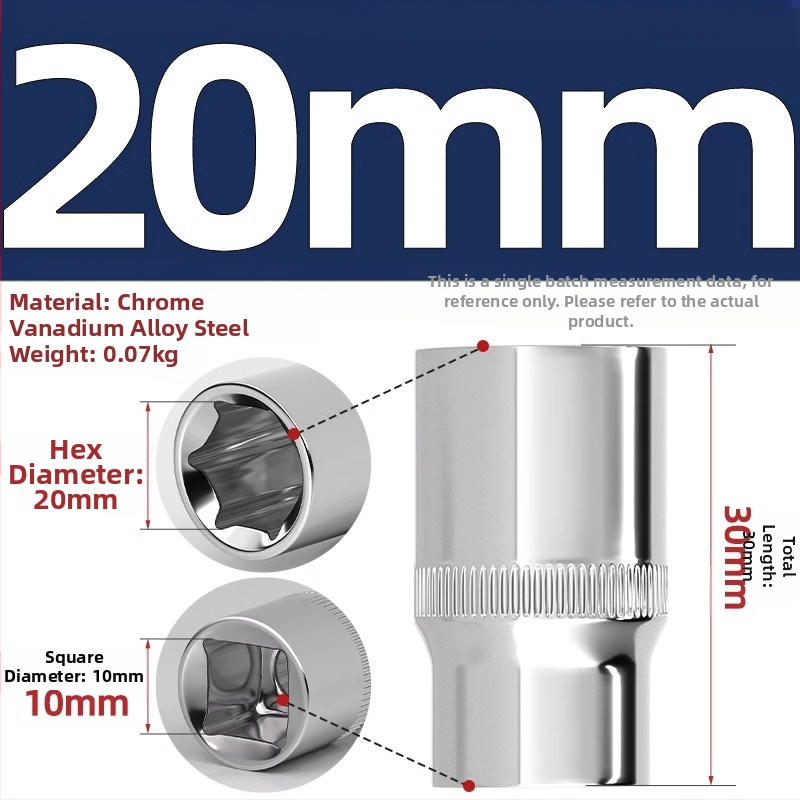 Krátka rýchlovrát s 6-uholnou hlavou, predĺženie tyče a univerzálny kĺb; materiál: chróm-vanádium oceľ; leštený povrch