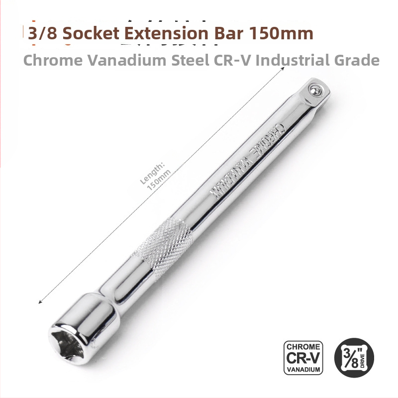 Krátka rýchlovrát s 6-uholnou hlavou, predĺženie tyče a univerzálny kĺb; materiál: chróm-vanádium oceľ; leštený povrch