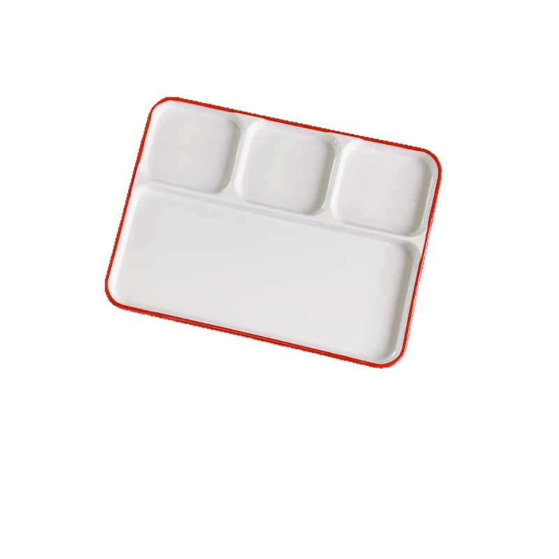 Чиния от меламин с разделител – за барбекю ресторанти, нееднаква форма, еднотонна повърхност, годна за микровълнова