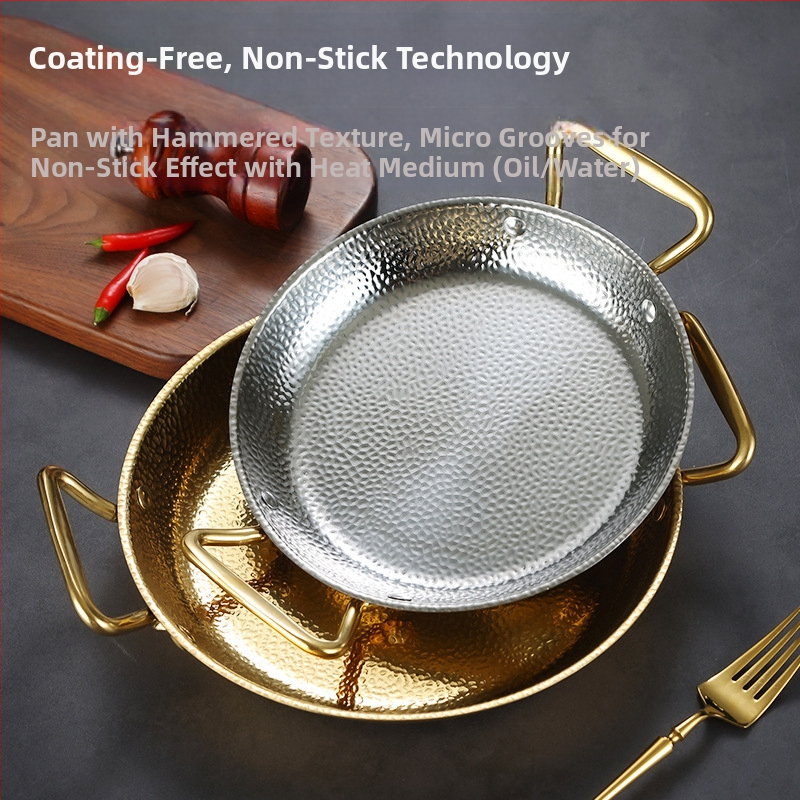 Nerezový panv s dvojitým uchom, 304 nerez, indukčná kompatibilita, nepriľnavý povrch