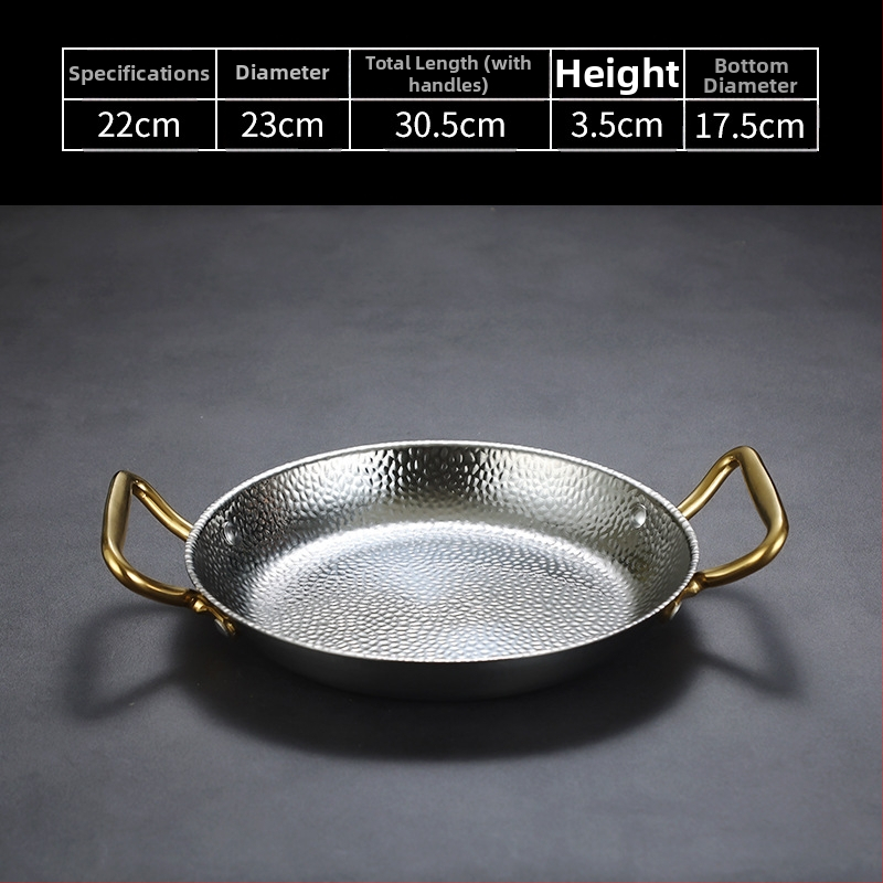 Nerezový panv s dvojitým uchom, 304 nerez, indukčná kompatibilita, nepriľnavý povrch