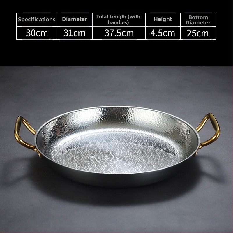 Nerezový panv s dvojitým uchom, 304 nerez, indukčná kompatibilita, nepriľnavý povrch