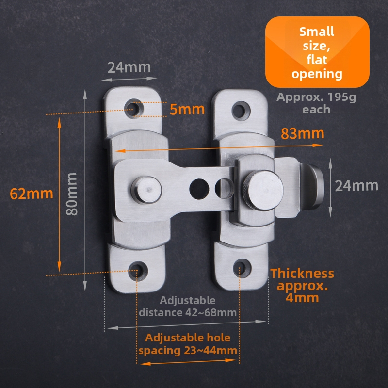 Zavrt za krilo vrata s leptir tipom čepa, nehrđajući čelik, model Swing Door Latch, šifra F759MSS95TH75J, američki stil