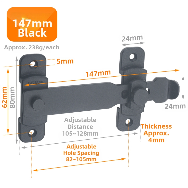 Zavrt za krilo vrata s leptir tipom čepa, nehrđajući čelik, model Swing Door Latch, šifra F759MSS95TH75J, američki stil