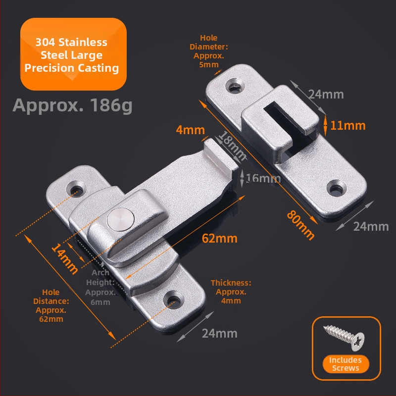 Zavrt za krilo vrata s leptir tipom čepa, nehrđajući čelik, model Swing Door Latch, šifra F759MSS95TH75J, američki stil