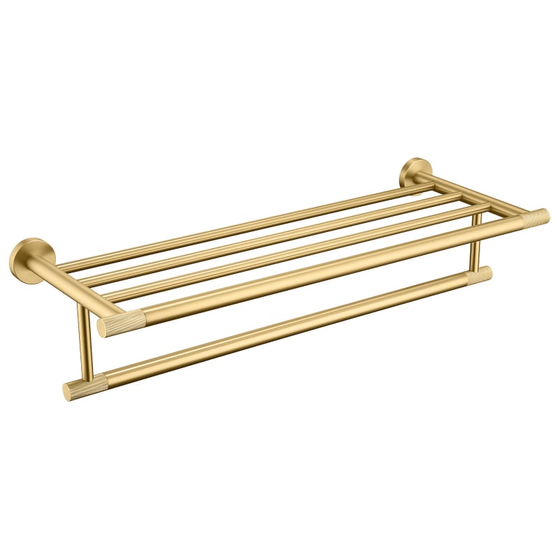 HIDEEP Неръждаема стомана перфорирана стойка за кърпи със държач за тоалетна хартия, единична пръчка, финиш матов златист, модерен минимализъм