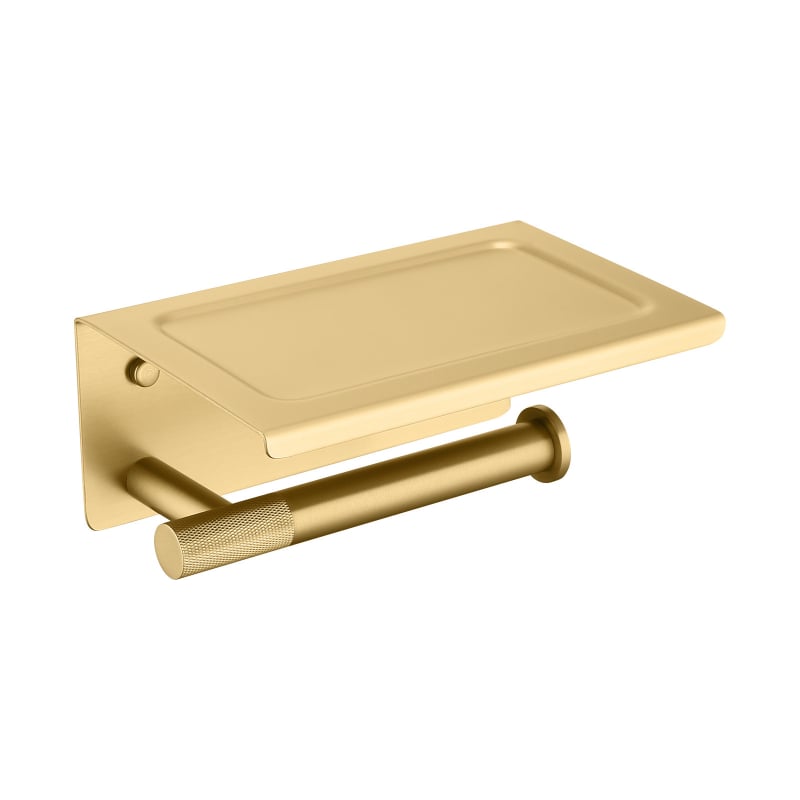 HIDEEP Неръждаема стомана перфорирана стойка за кърпи със държач за тоалетна хартия, единична пръчка, финиш матов златист, модерен минимализъм