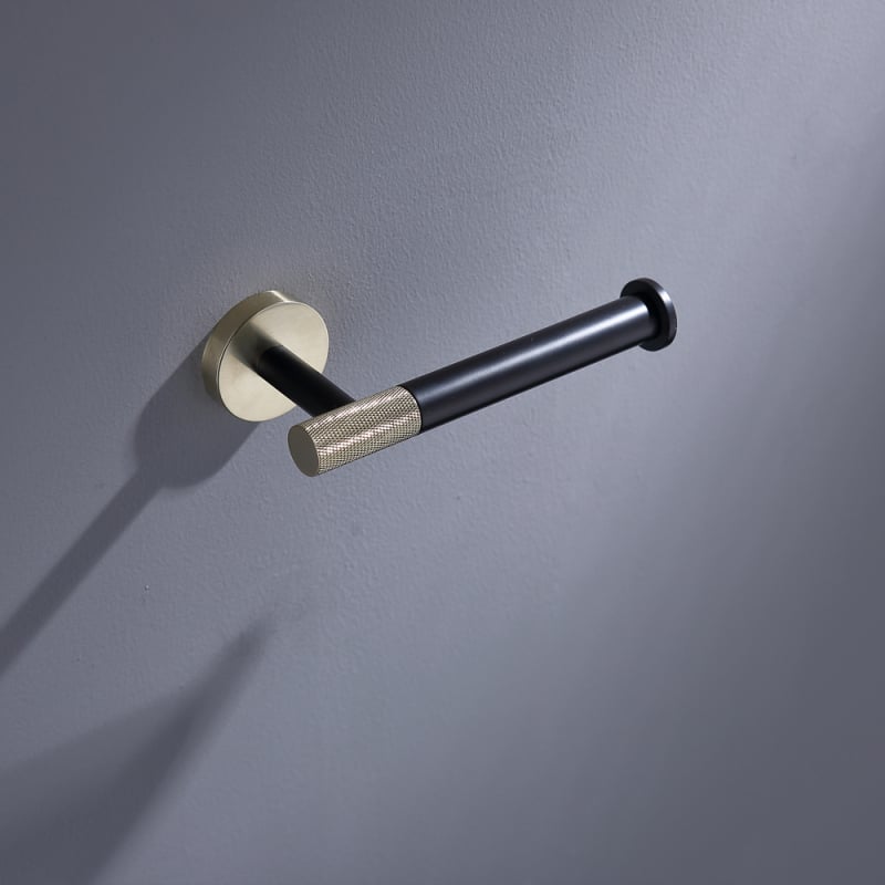 HIDEEP Неръждаема стомана перфорирана стойка за кърпи със държач за тоалетна хартия, единична пръчка, финиш матов златист, модерен минимализъм