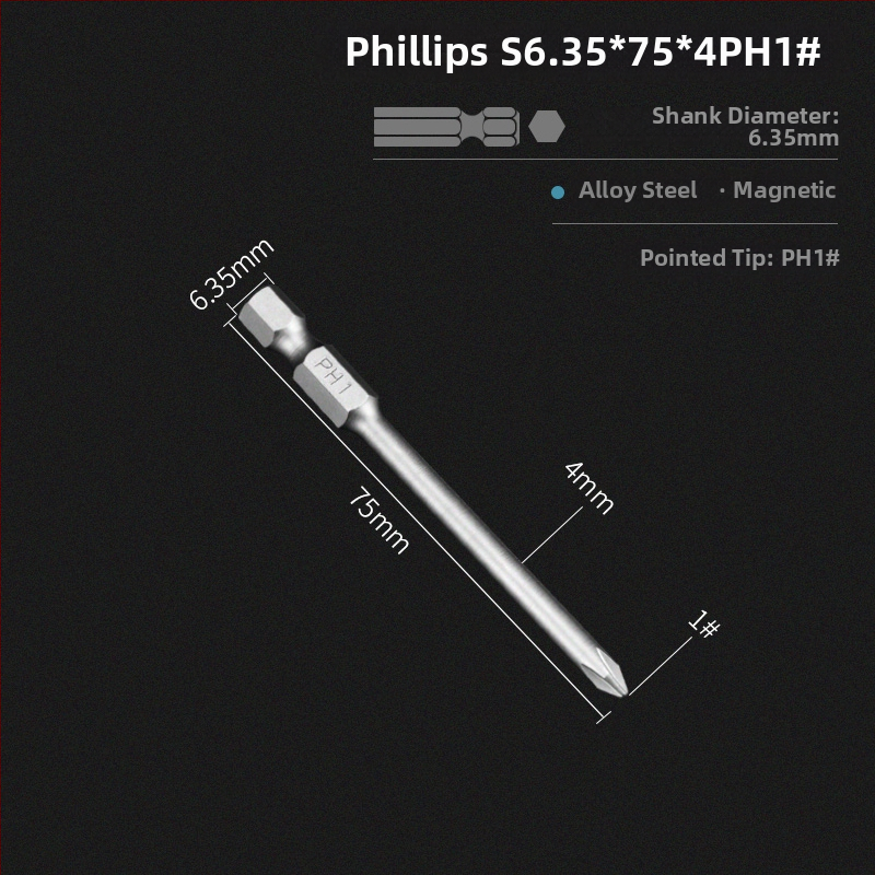 Set bitov pre elektrickú vŕtačku s magnetickou krížovou hlavou, predĺžená dĺžka, hex pohon kompatibilný, materiál: fialové santalové drevo