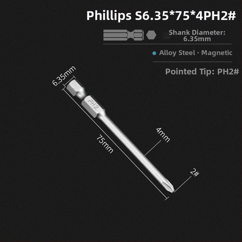 Set bitov pre elektrickú vŕtačku s magnetickou krížovou hlavou, predĺžená dĺžka, hex pohon kompatibilný, materiál: fialové santalové drevo