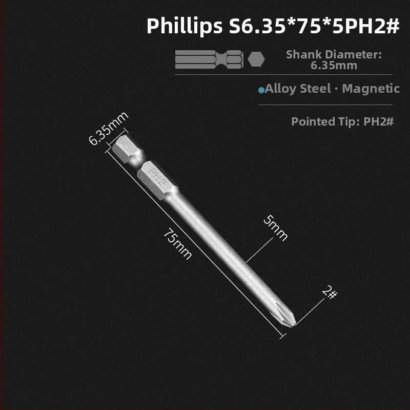 Set bitov pre elektrickú vŕtačku s magnetickou krížovou hlavou, predĺžená dĺžka, hex pohon kompatibilný, materiál: fialové santalové drevo