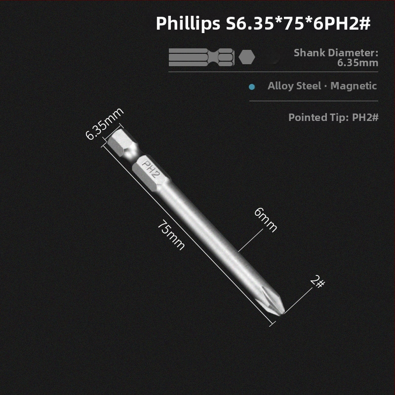 Set bitov pre elektrickú vŕtačku s magnetickou krížovou hlavou, predĺžená dĺžka, hex pohon kompatibilný, materiál: fialové santalové drevo