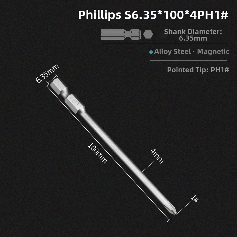 Set bitov pre elektrickú vŕtačku s magnetickou krížovou hlavou, predĺžená dĺžka, hex pohon kompatibilný, materiál: fialové santalové drevo