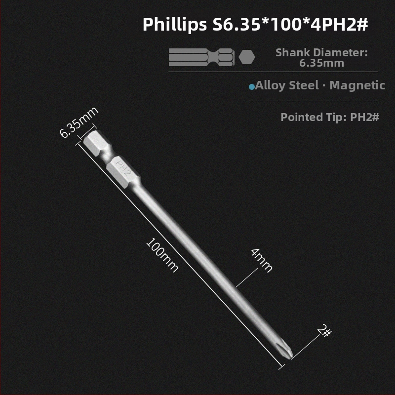 Set bitov pre elektrickú vŕtačku s magnetickou krížovou hlavou, predĺžená dĺžka, hex pohon kompatibilný, materiál: fialové santalové drevo