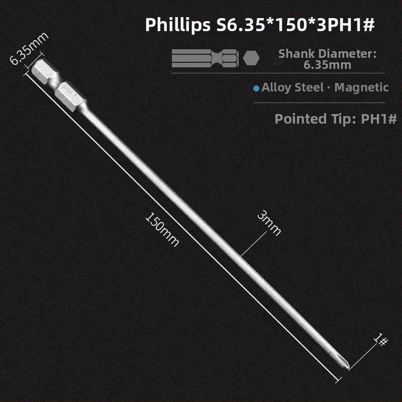 Set bitov pre elektrickú vŕtačku s magnetickou krížovou hlavou, predĺžená dĺžka, hex pohon kompatibilný, materiál: fialové santalové drevo