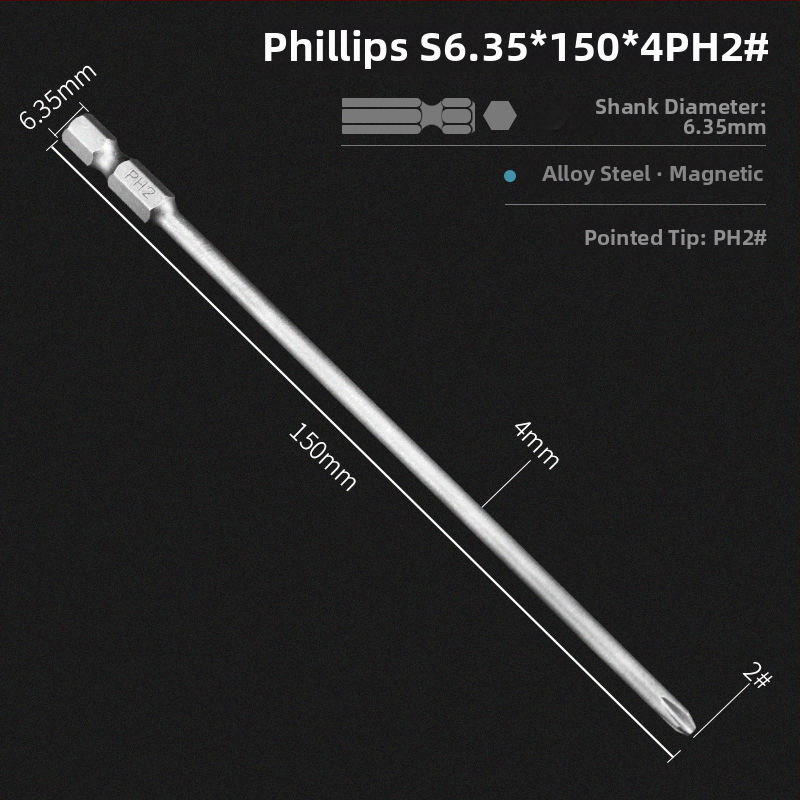 Set bitov pre elektrickú vŕtačku s magnetickou krížovou hlavou, predĺžená dĺžka, hex pohon kompatibilný, materiál: fialové santalové drevo