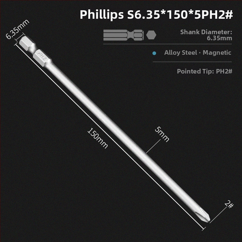 Set bitov pre elektrickú vŕtačku s magnetickou krížovou hlavou, predĺžená dĺžka, hex pohon kompatibilný, materiál: fialové santalové drevo