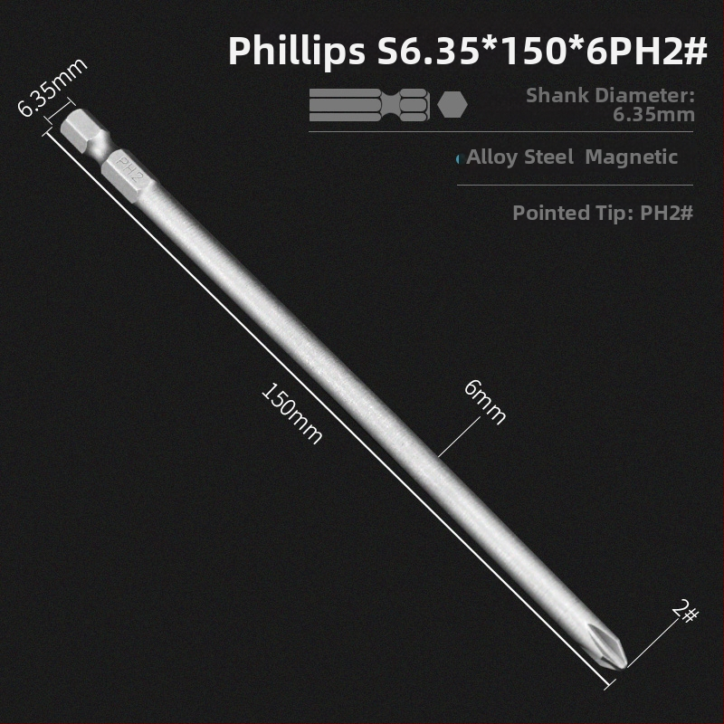 Set bitov pre elektrickú vŕtačku s magnetickou krížovou hlavou, predĺžená dĺžka, hex pohon kompatibilný, materiál: fialové santalové drevo