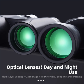 Binokulár s AB dizajnom dvojitých tubusov, 10x zväčšenie, proti nárazu s vonkajším gumovým plášťom, zorné pole 109 m/1000 m