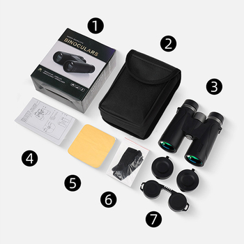 Бинокъл с AB дизайн на двойни тръби, 10x увеличение, удароустойчив с външна гума, зрително поле 109 м/1000 м