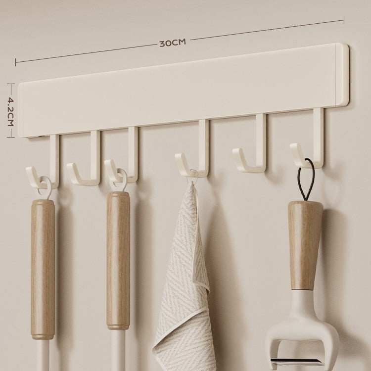 Cuier de bucătărie cu ventuză pentru perete, 12 cârlige, Space Aluminum + ABS, stil modern minimalist, încărcare 5–10 kg