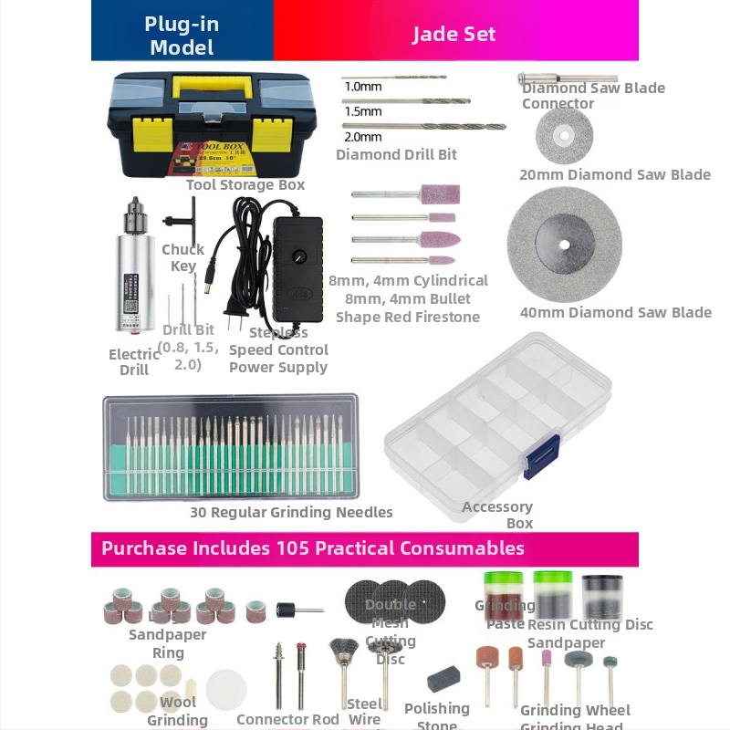 Kisméretű hordozható akkumulátoros elektromos csiszoló jade- és faipari faragáshoz - gravírozás, polírozás, vágás.